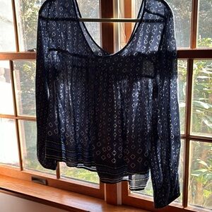 Long sleeve top. Size M. Blue and white